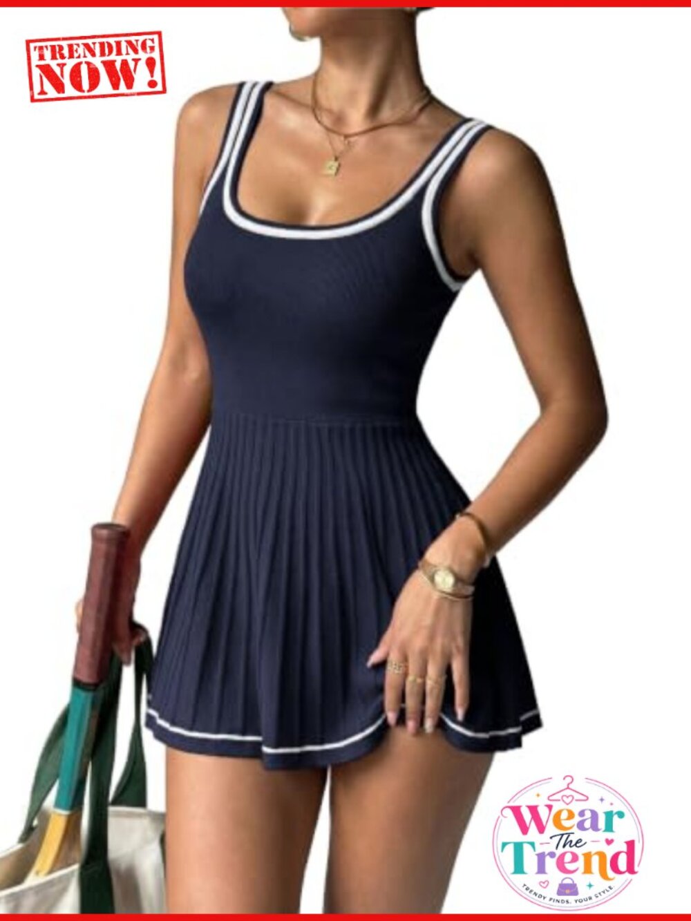 Knit Sleeveless A-Line Tennis Golf Athletic Mini Dress